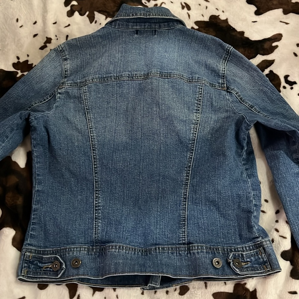 Stretch Jean Jacket M Fitted Button Front Classic… - image 6